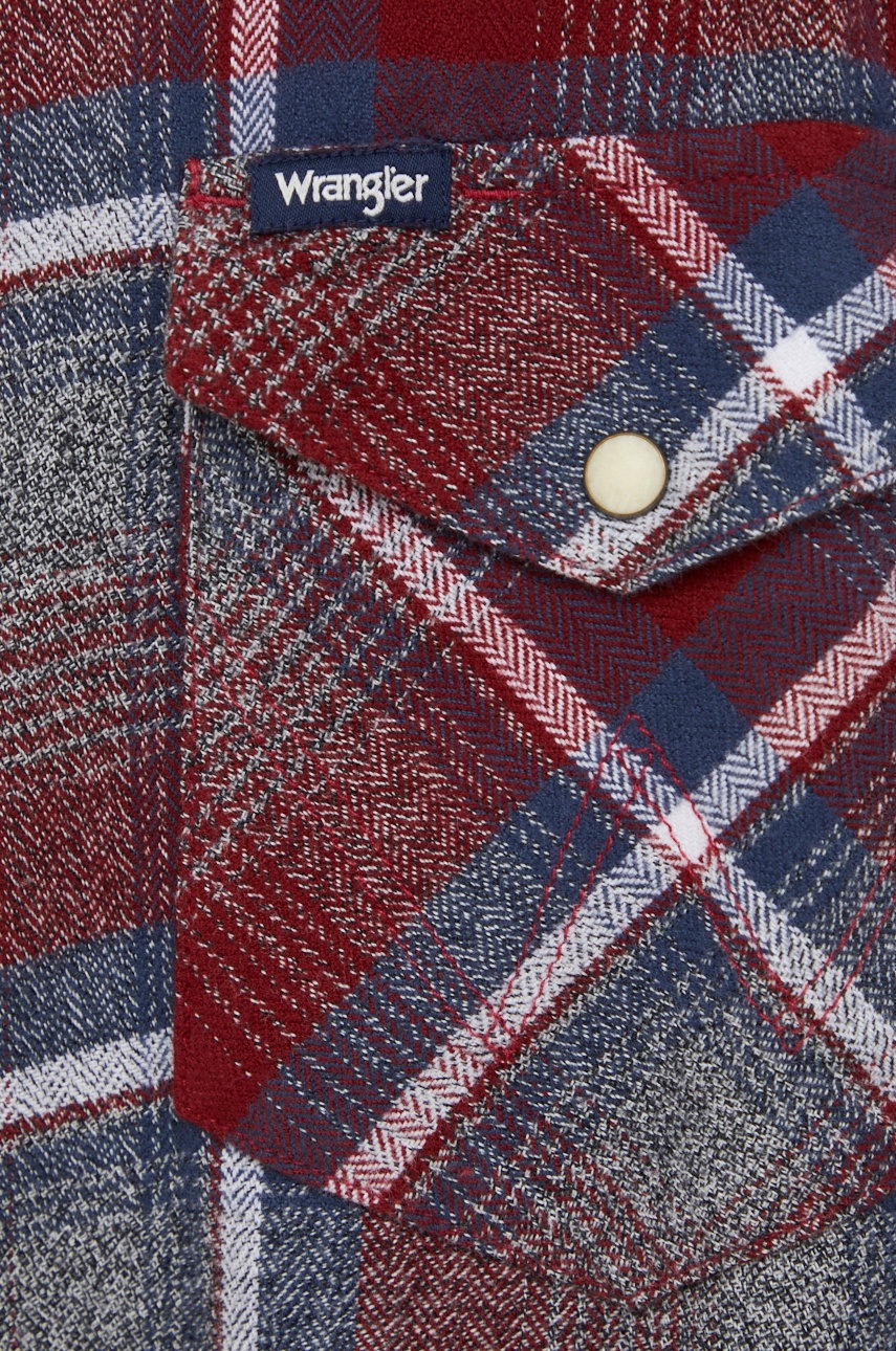 

Хлопковая рубашка Wrangler мужская цвет красный regular классический воротник