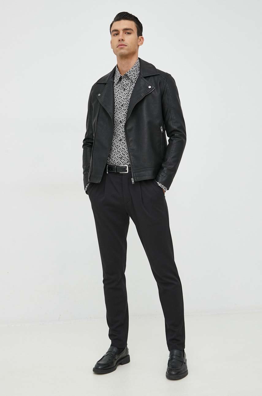 

Сорочка Michael Kors чоловіча колір чорний slim класичний комір