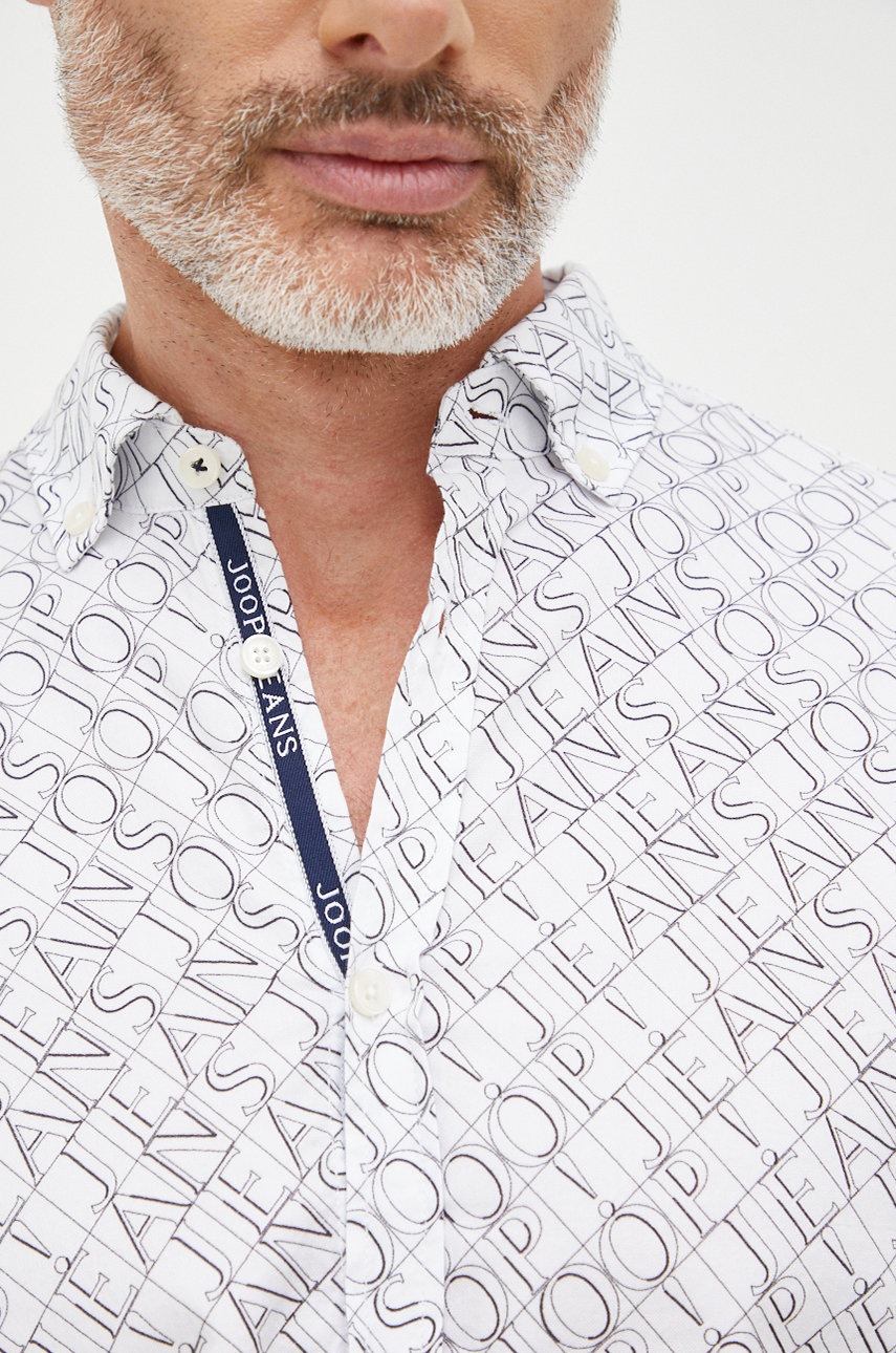 

Хлопковая рубашка Joop! мужская цвет белый regular воротник button-down