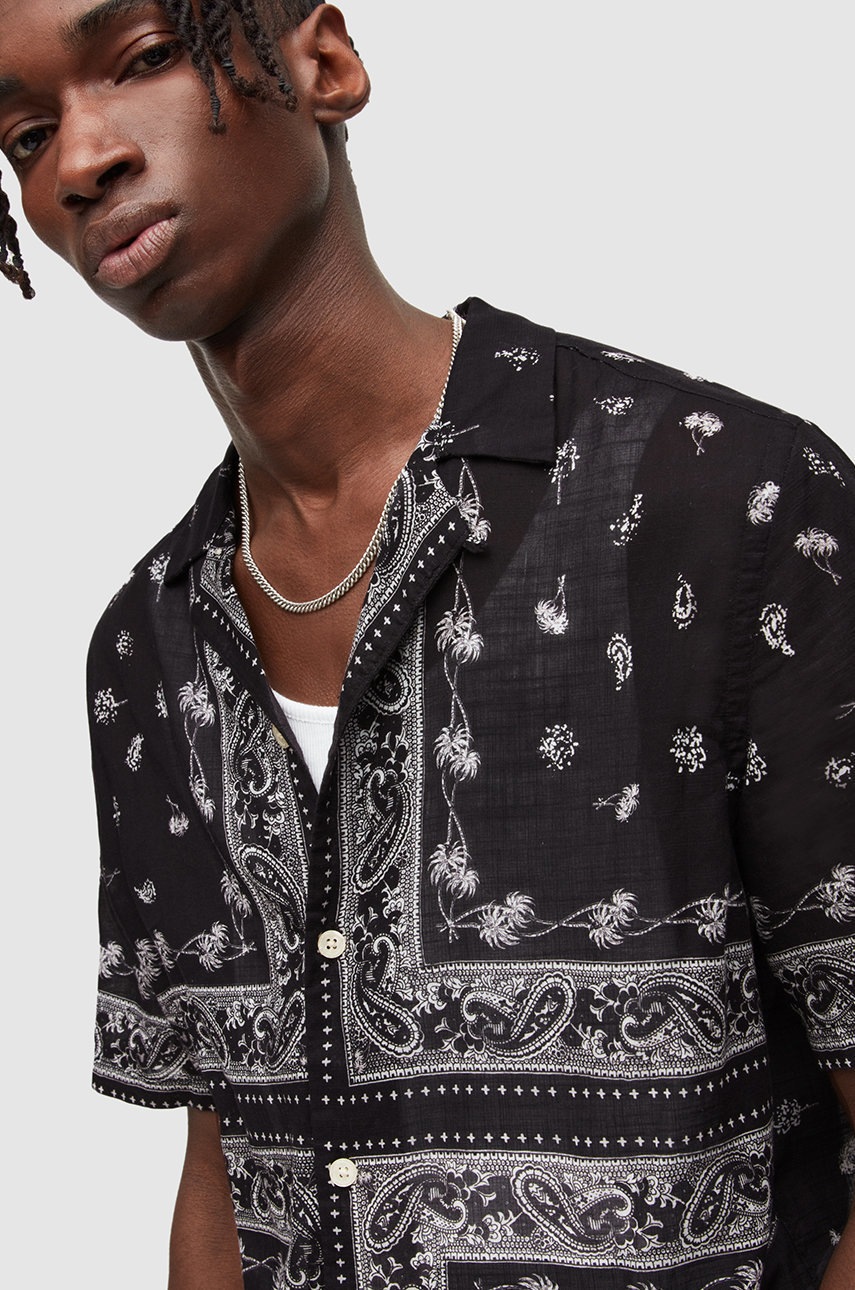 

Бавовняна сорочка AllSaints чоловіча колір чорний relaxed