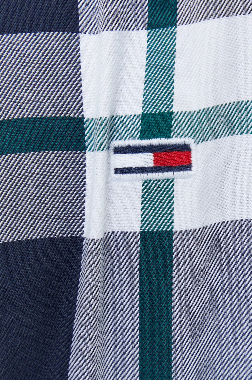 

Хлопковая рубашка Tommy Jeans мужская цвет синий regular классический воротник