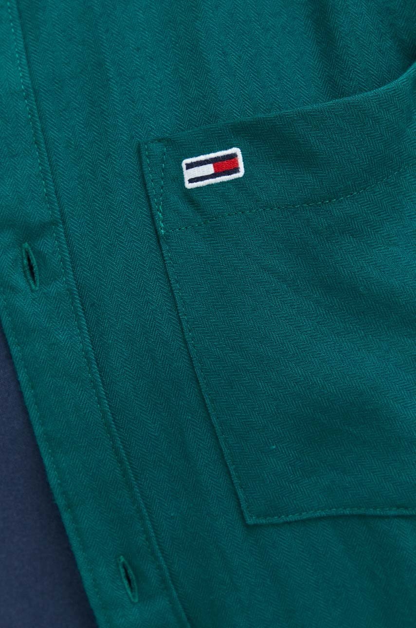 

Сорочка Tommy Jeans чоловіча колір зелений regular класичний комір