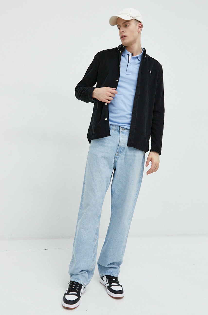 

Вельветова сорочка Tommy Jeans чоловіча колір чорний regular комір button-down