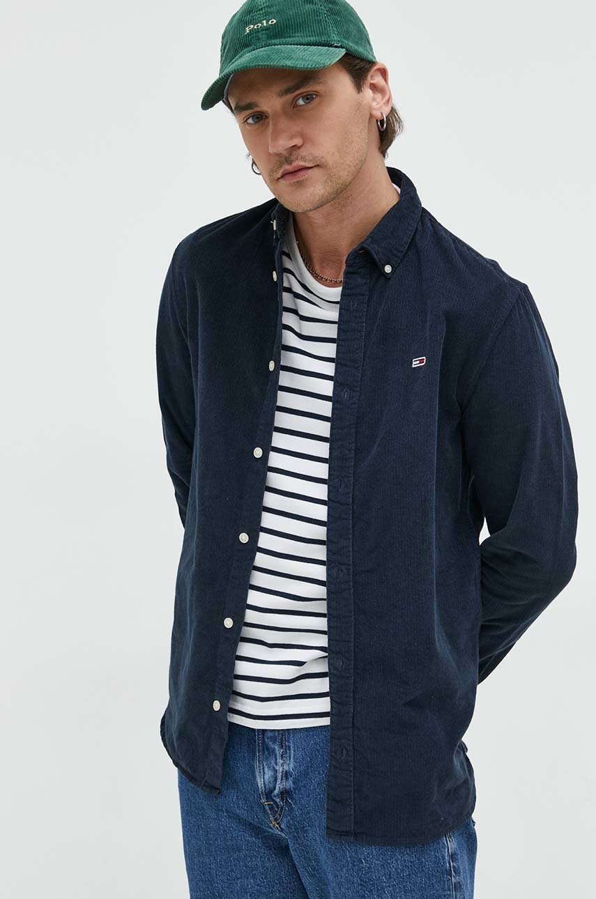 

Вельветова сорочка Tommy Jeans чоловіча колір синій regular комір button-down