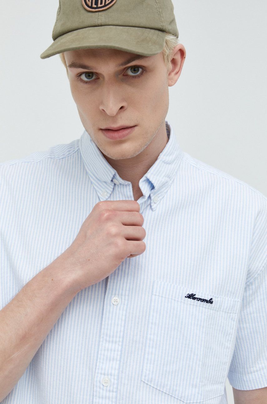 Košile Abercrombie & Fitch pánská, bílá barva, relaxed, s límečkem button-down - bílá -  98% Ba