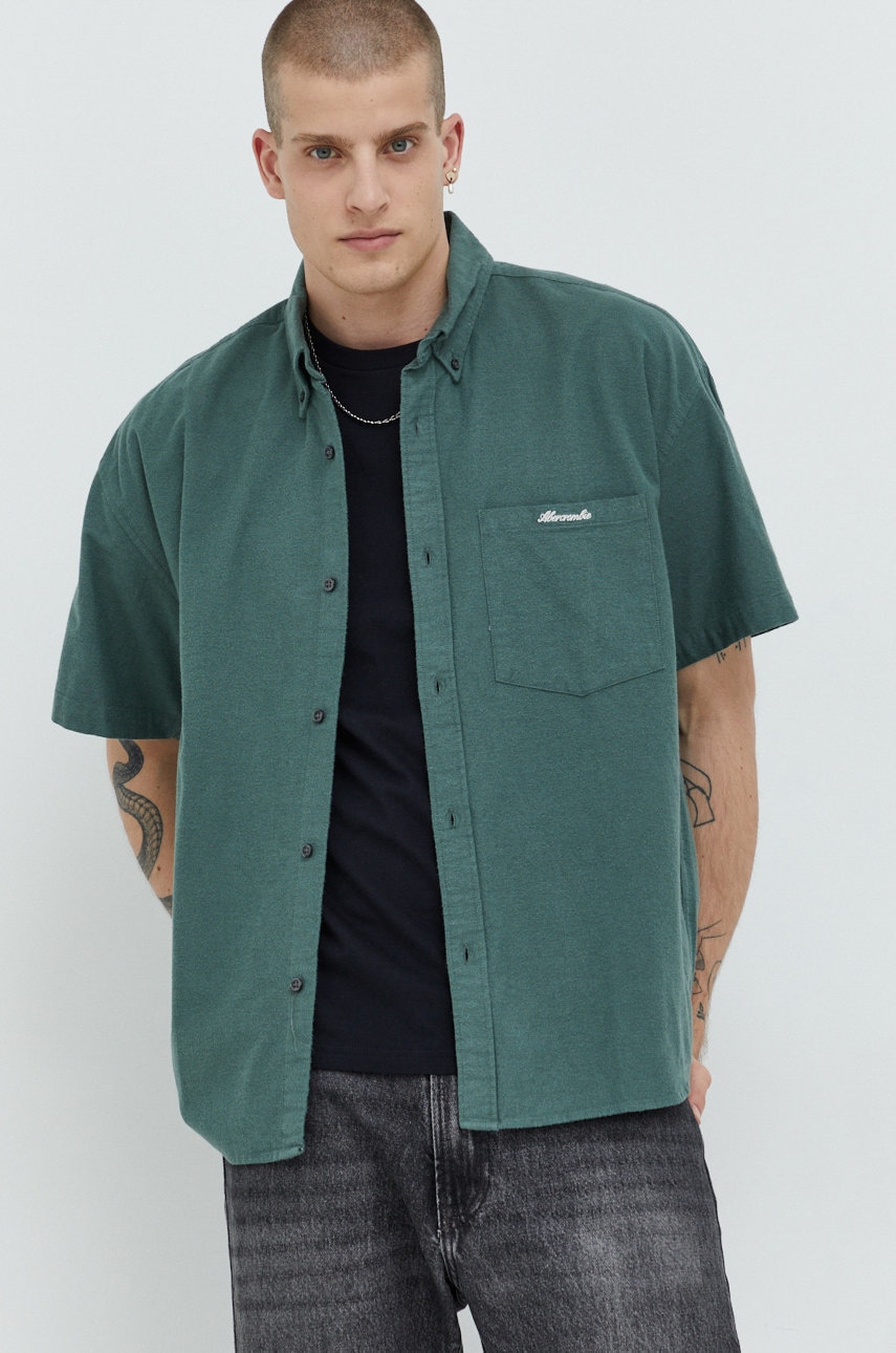 Abercrombie & Fitch camasa barbati, culoarea verde, cu guler button-down, relaxed