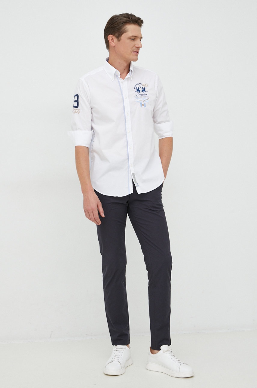 

Рубашка La Martina мужская цвет белый regular воротник button-down