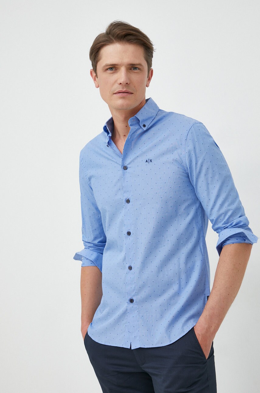 Armani Exchange camasa din bumbac barbati, cu guler button-down, regular