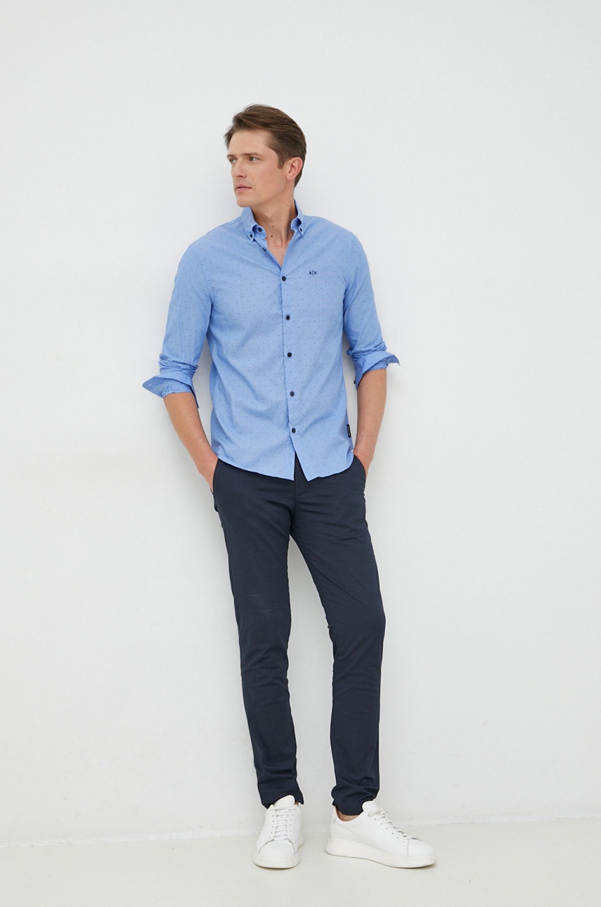 

Бавовняна сорочка Armani Exchange чоловіча regular комір button-down
