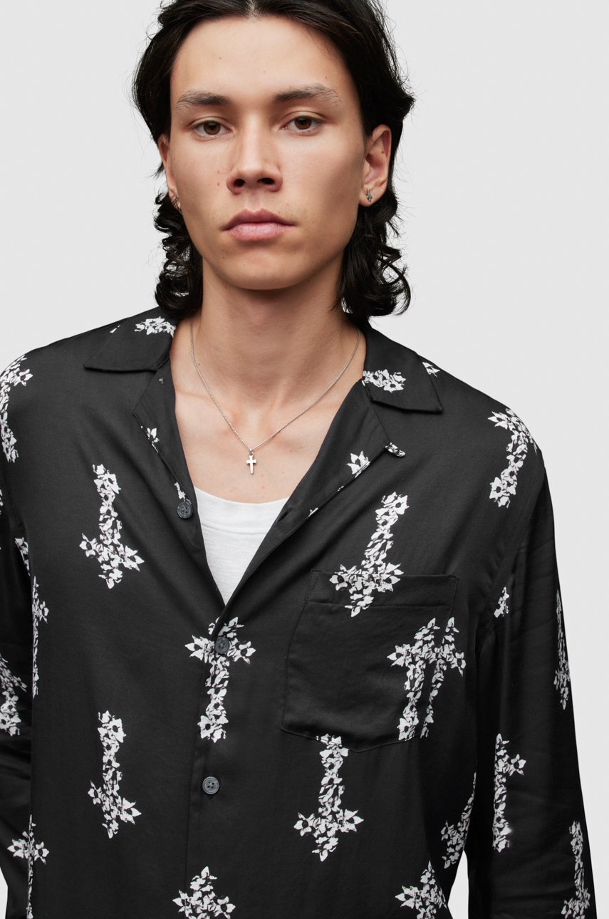 

Рубашка AllSaints мужская цвет чёрный relaxed