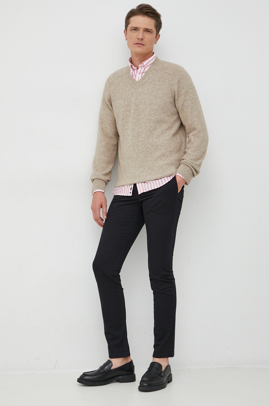 

Рубашка Tommy Hilfiger мужская цвет розовый slim воротник button-down
