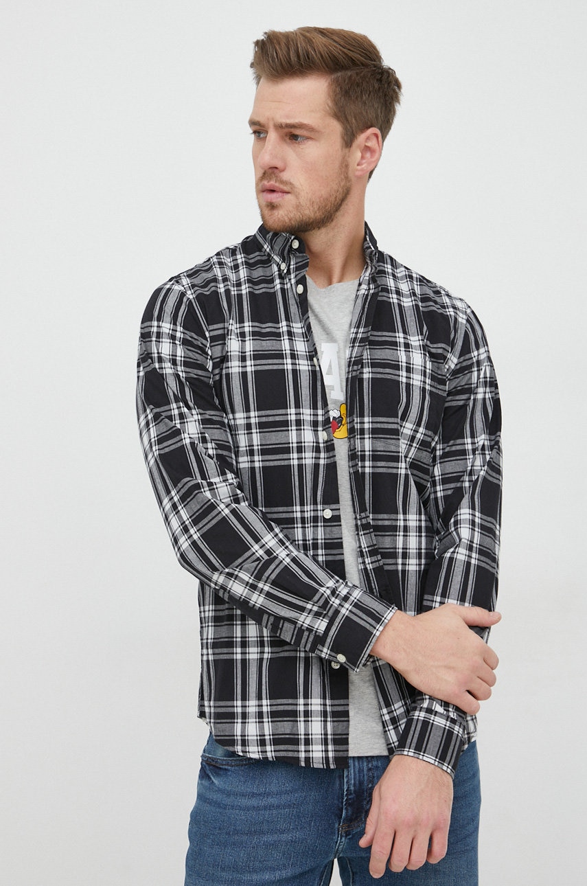 Gap camasa barbati, culoarea negru, cu guler button-down, slim