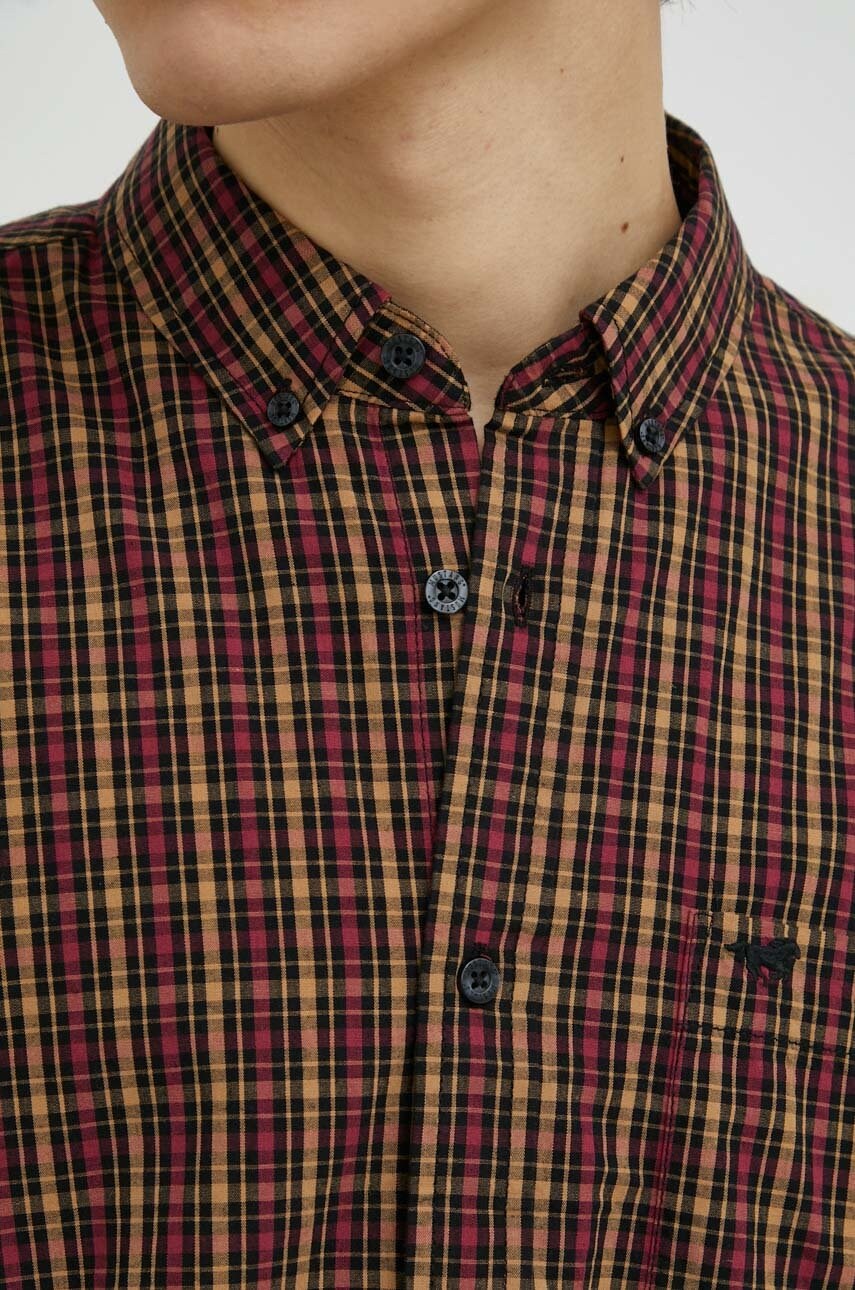 

бавовняна сорочка Mustang чоловіча колір коричневий regular комір button-down