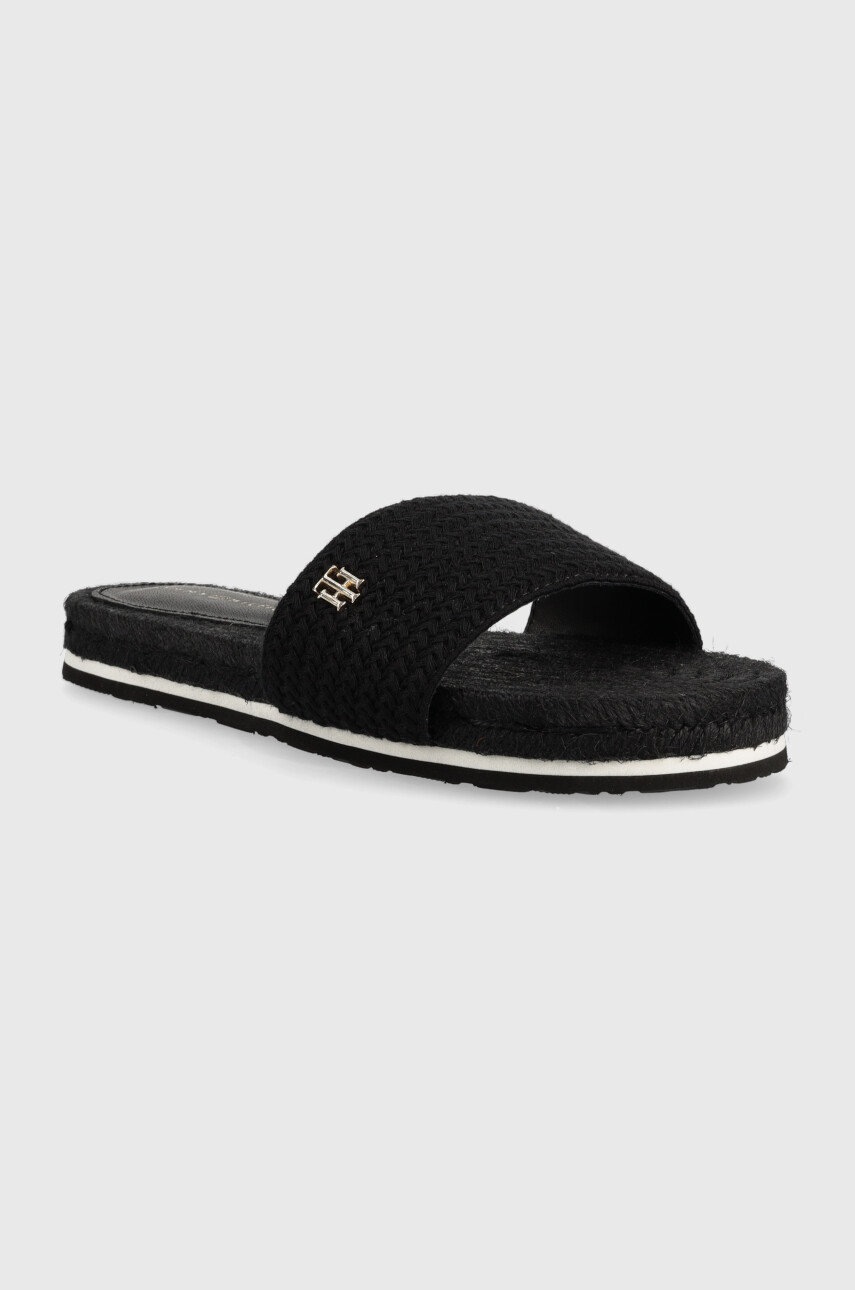 

Шлепанцы Tommy Hilfiger Th Textured Flat женские цвет чёрный