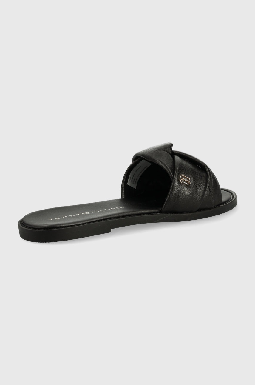 

Кожаные шлепанцы Tommy Hilfiger Feminine Weave Flat женские цвет чёрный