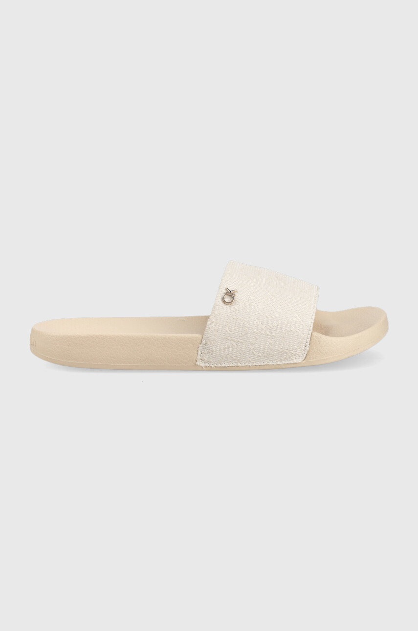 

Чехли Calvin Klein Pool Slide в бежово, Бежов