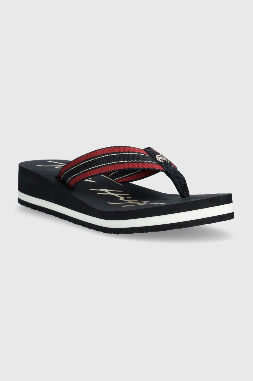 

Вьетнамки Tommy Hilfiger Mid Siganture Beach Sandal Wmn женские цвет синий на платформе