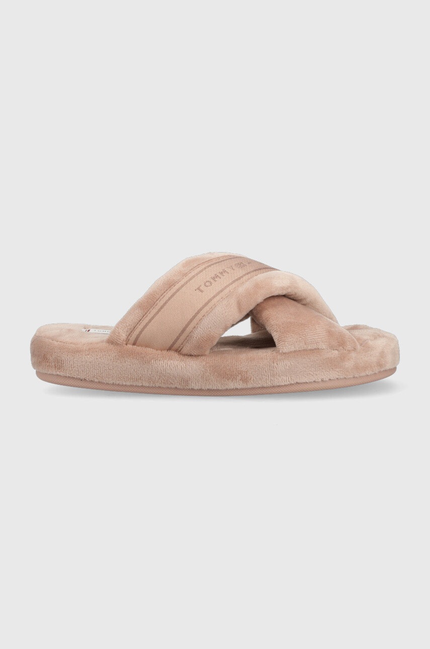 

Тапки Tommy Hilfiger Comfy Home Slippers With Straps цвет бежевый