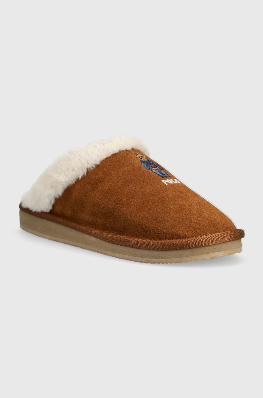 

Замшеві тапочки Polo Ralph Lauren Kayleligh колір коричневий RF103881
