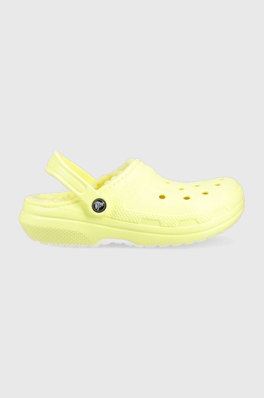 Crocs klapki Classic Lined Clog kolor żółty 203591