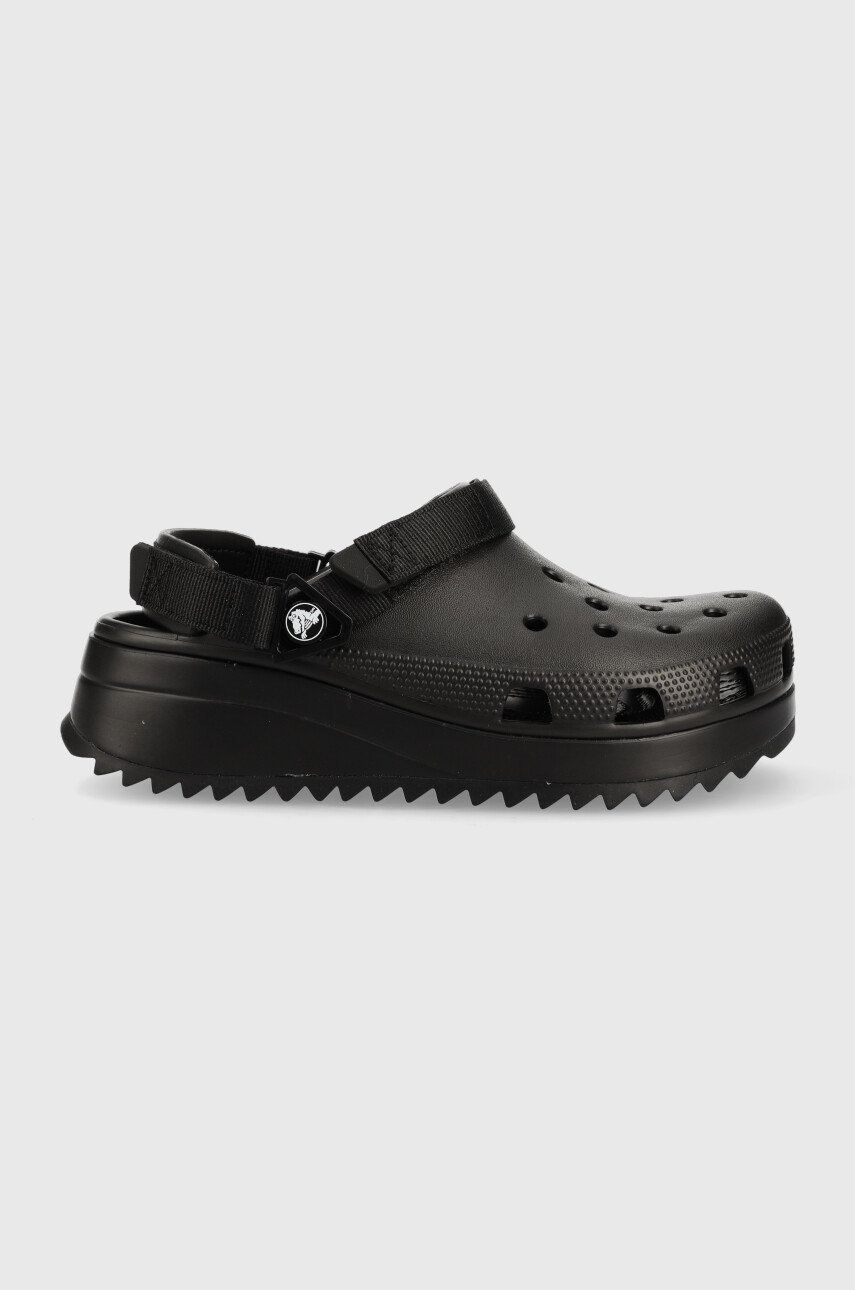 Crocs Papuci Classic Hiker Clog Femei, Culoarea Negru, Cu Platforma 206772.060.d-blk.blk