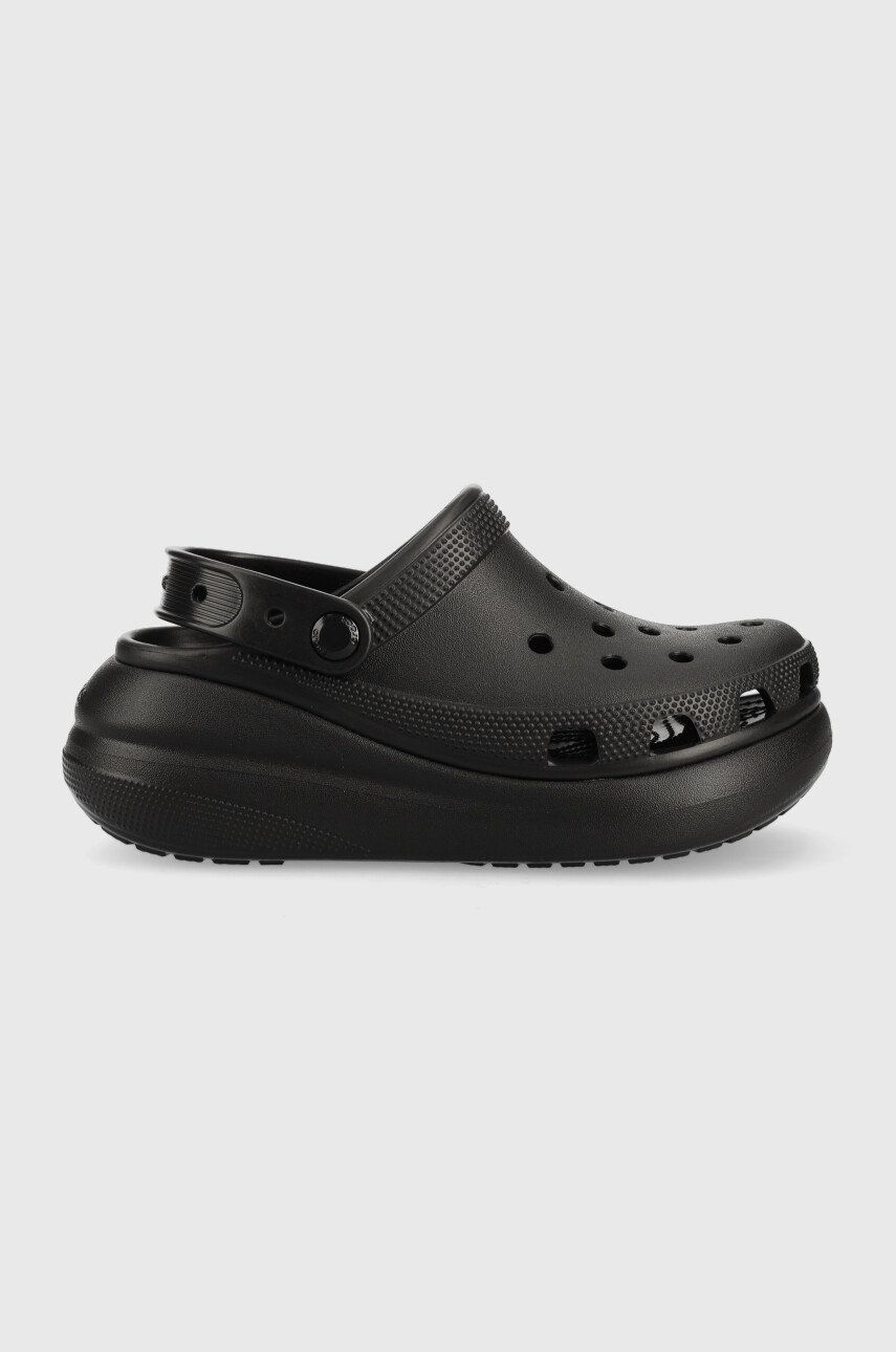 Crocs papuci Classic Crush Clog femei, culoarea negru, cu platforma 207521.001.D-BLACK