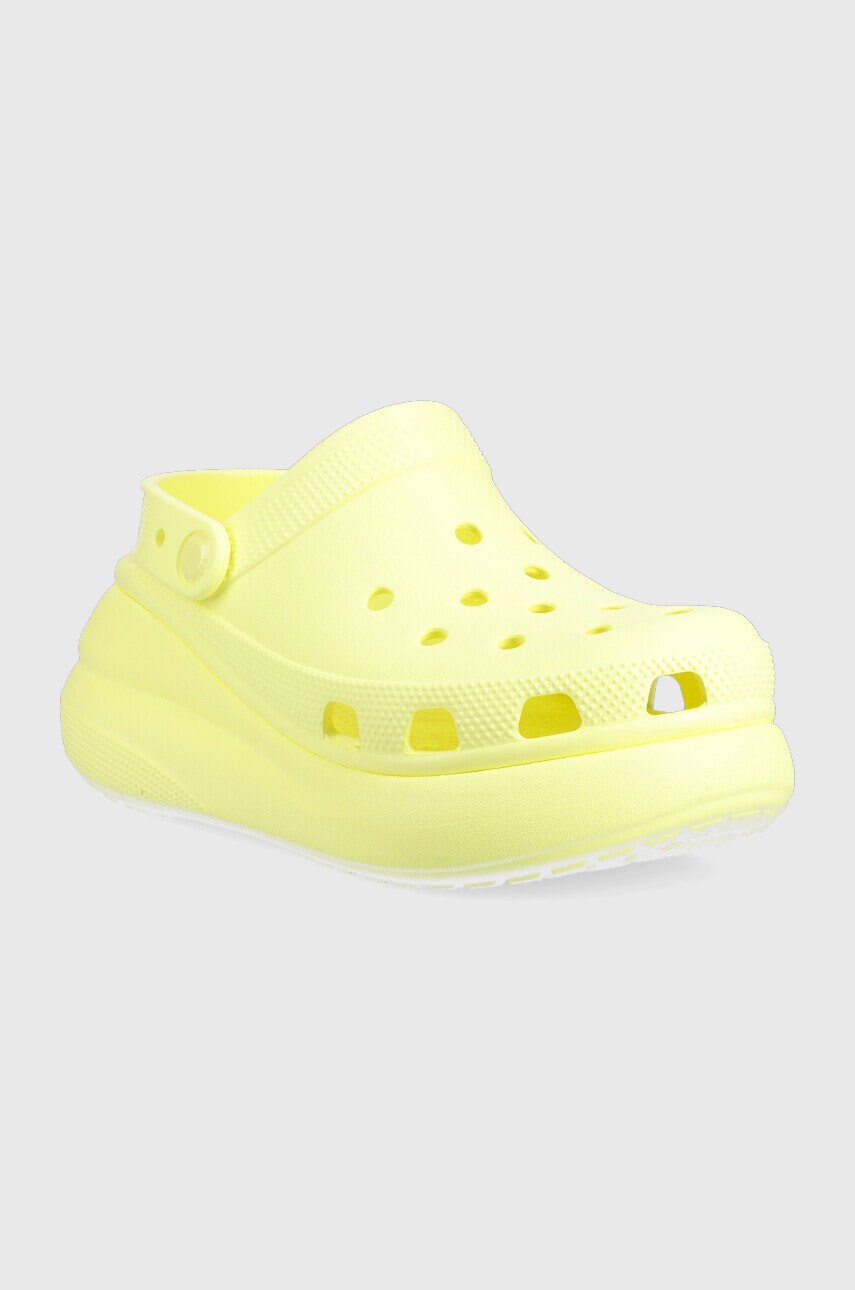 

Шльопанці Crocs Classic Crush Clog жіночі колір жовтий на платформі 207521