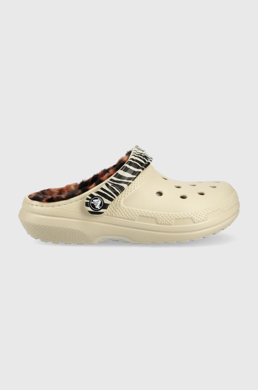 

Пантофи Crocs Classic Lined Animal Remix Clog в бежово 207842, Бежов