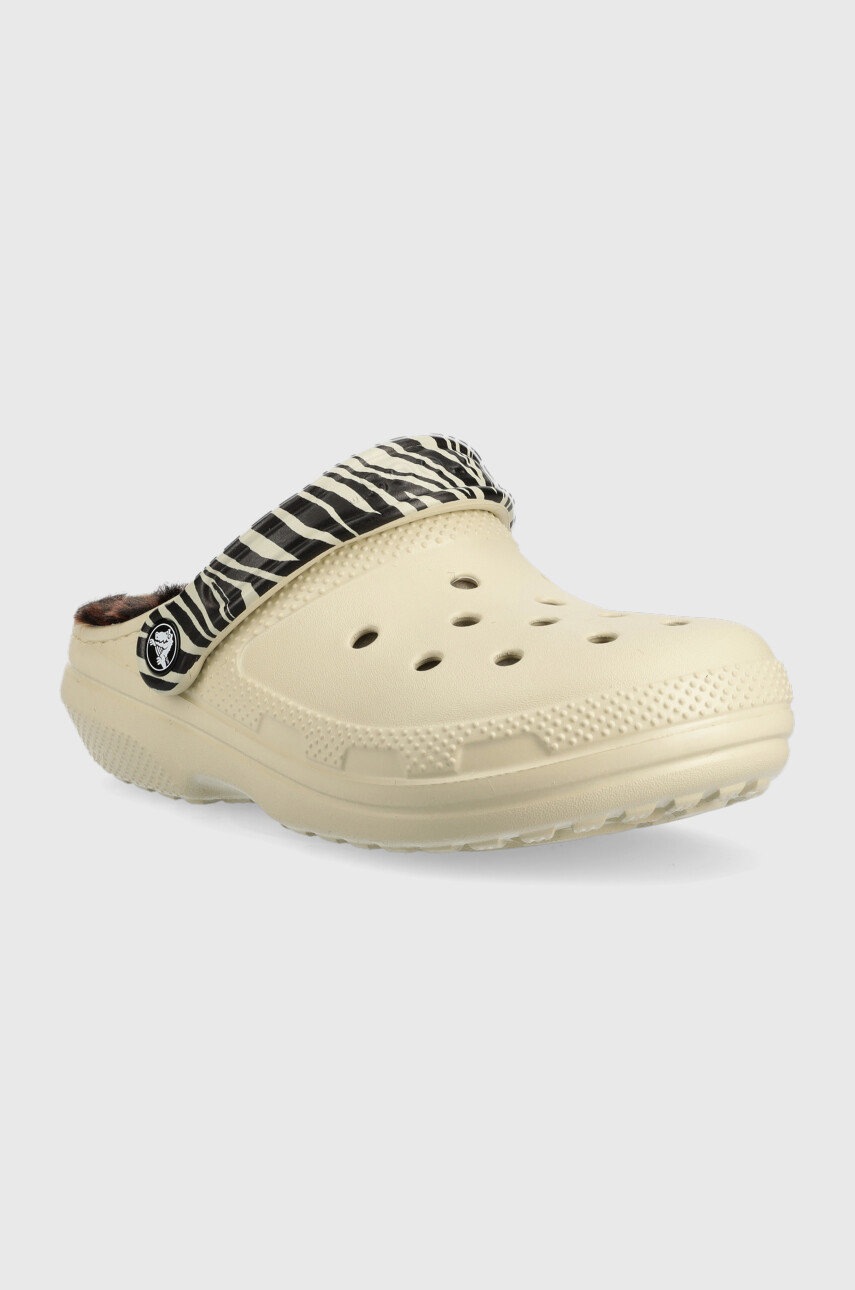 

Тапочки Crocs Classic Lined Animal Remix Clog колір бежевий 207842