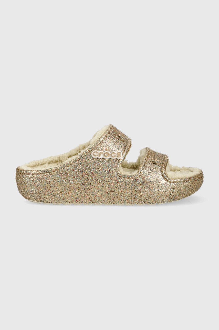 pantofle-crocs-classic-cozzzy-glitter-sandal-zlata-barva