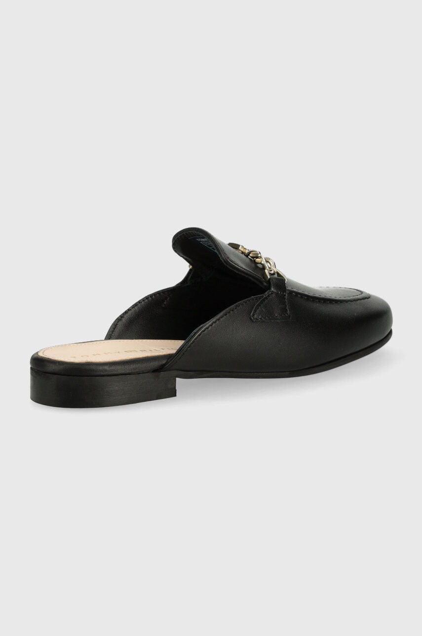 

Кожаные шлепанцы Tommy Hilfiger Th Chain Mule Loafer женские цвет чёрный