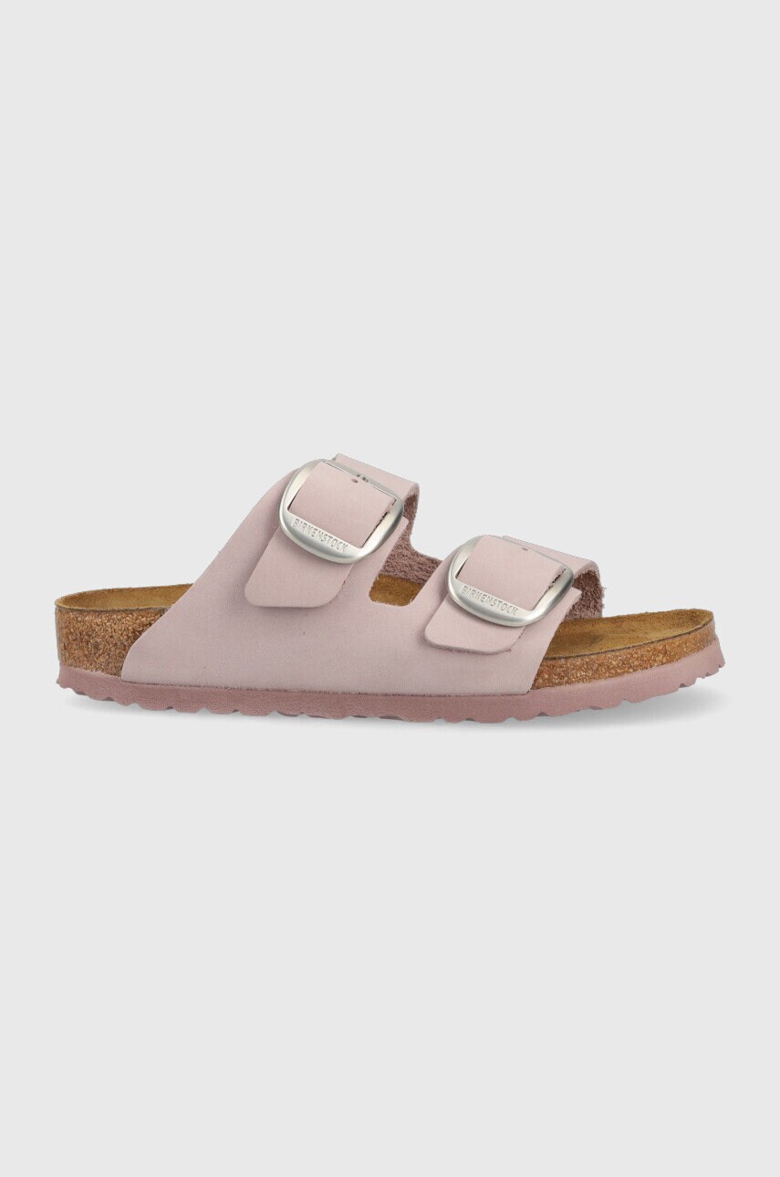 Birkenstock slapi de piele arizona big buckle femei, culoarea violet