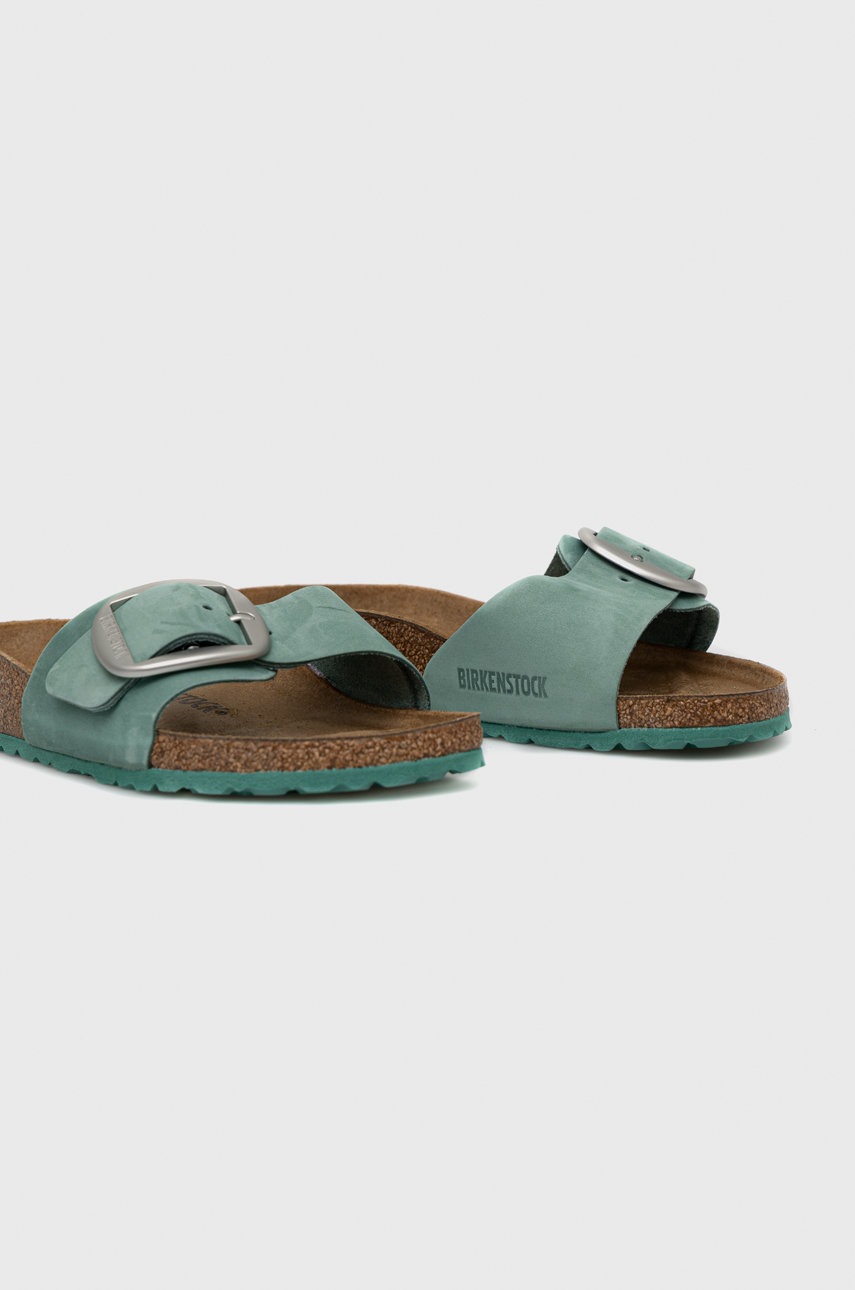 

Замшевые шлепанцы Birkenstock Madrid Big Buckle женские цвет бирюзовый