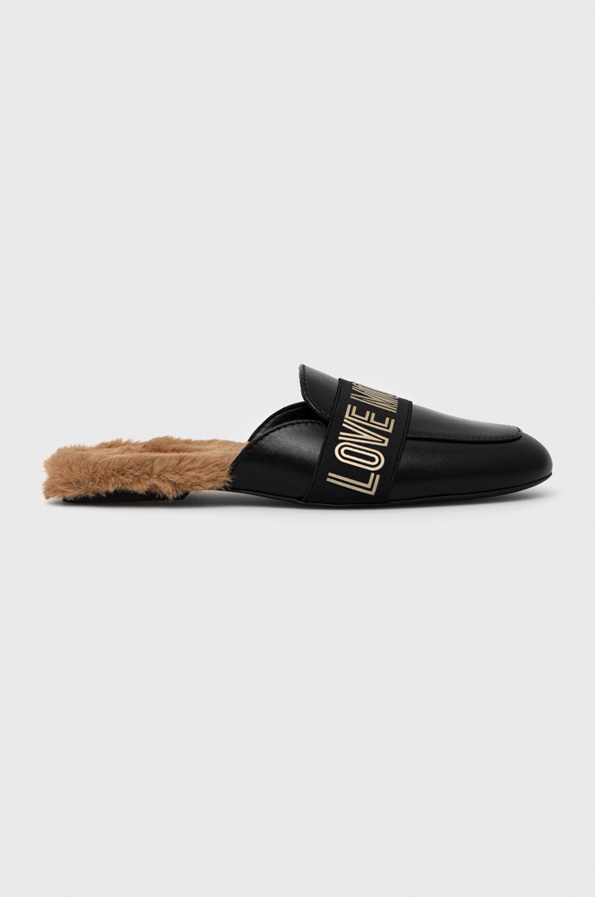 

Шкіряні шльопанці Love Moschino жіночі колір чорний