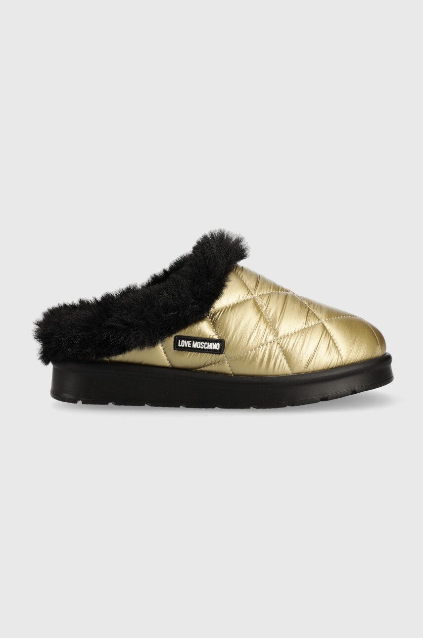 Love Moschino papuci de casa culoarea auriu answear.ro imagine megaplaza.ro