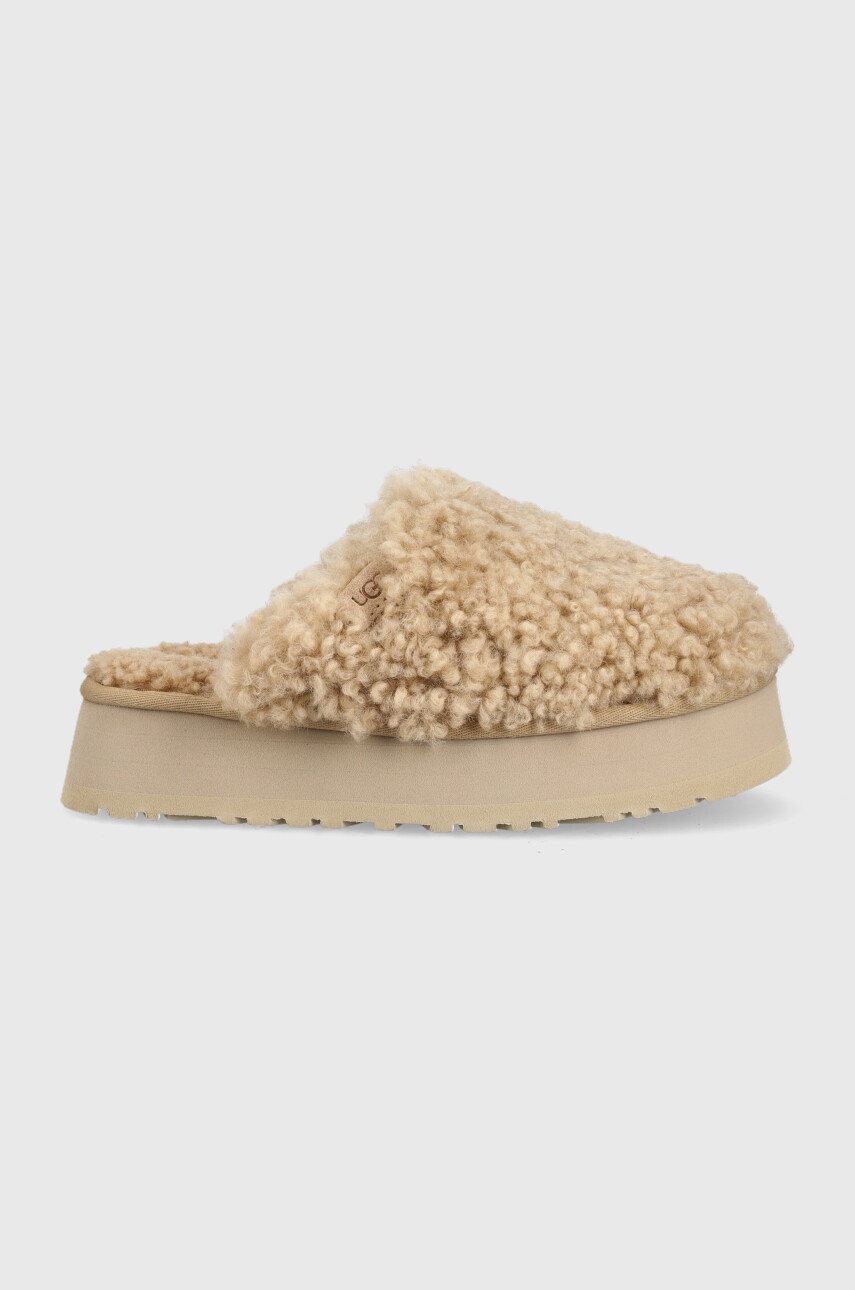 

Вълнени пантофи UGG Maxi Curly Platform в бежово, Бежов