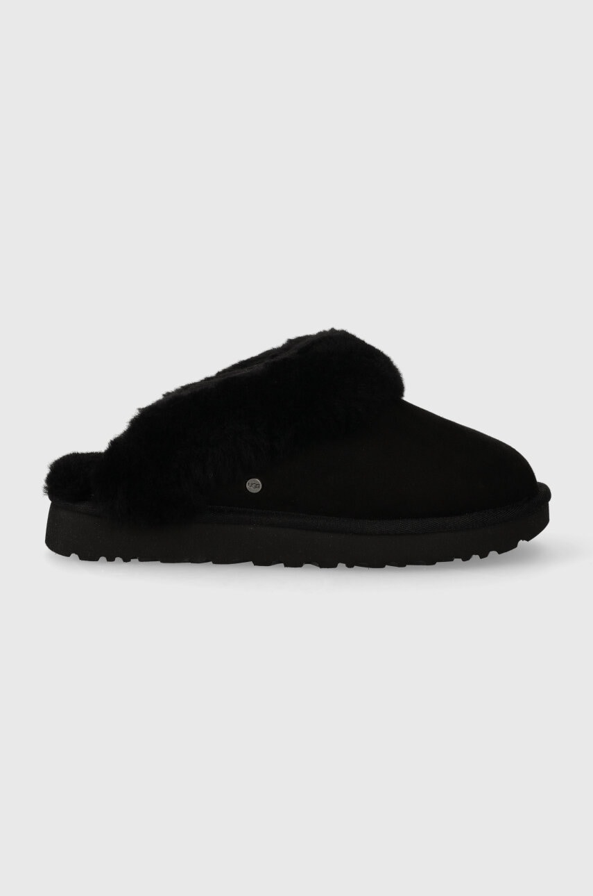 UGG papuci din piele întoarsă Classic slipper II culoarea negru 1130876.BLK-BLK