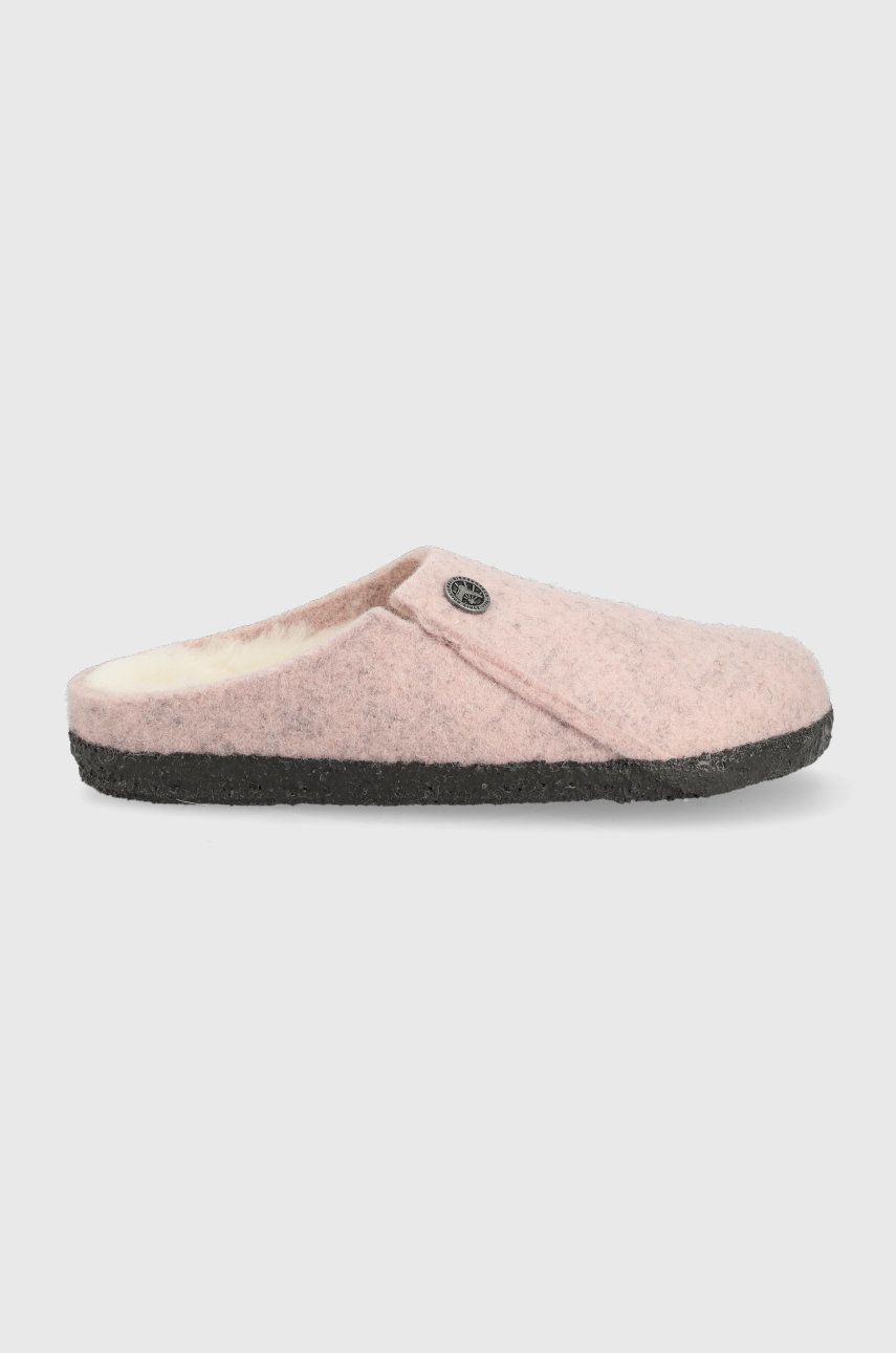 Dětské vlněné pantofle Birkenstock růžová barva - růžová -  Svršek: Vlna Vnitřek: Textilní