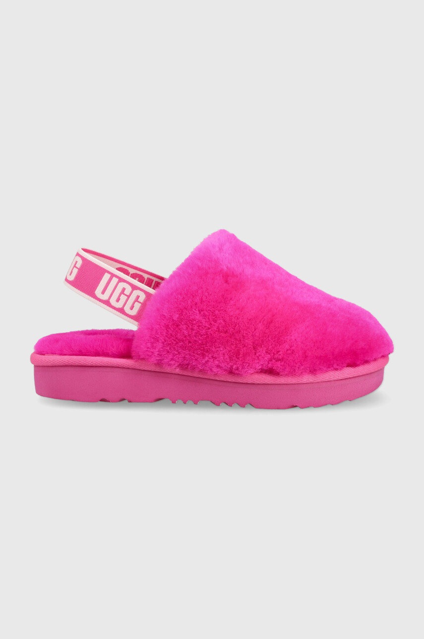 Детские шерстяные тапочки UGG Fluff Yeah Clog цвет розовый Детские шерстяные тапочки UGG Fluff Yeah Clog цвет розовый