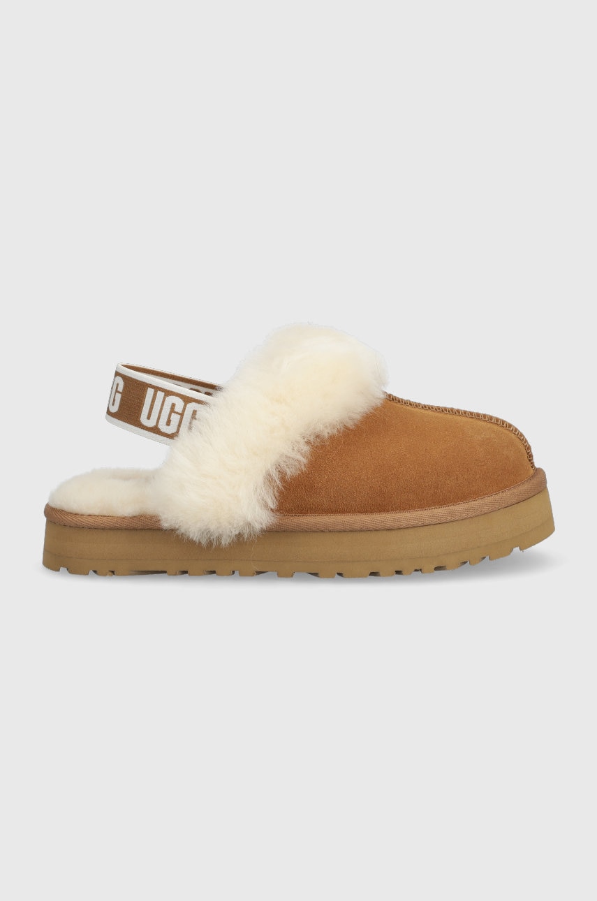 Ugg papuci din piele funkette culoarea maro