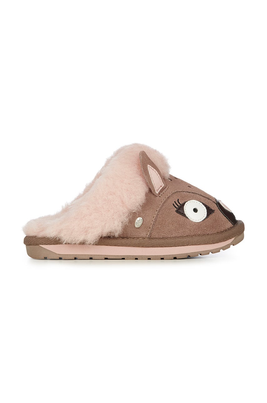 Emu australia papuci din piele intoarsa pentru copii doe slipper culoarea maro