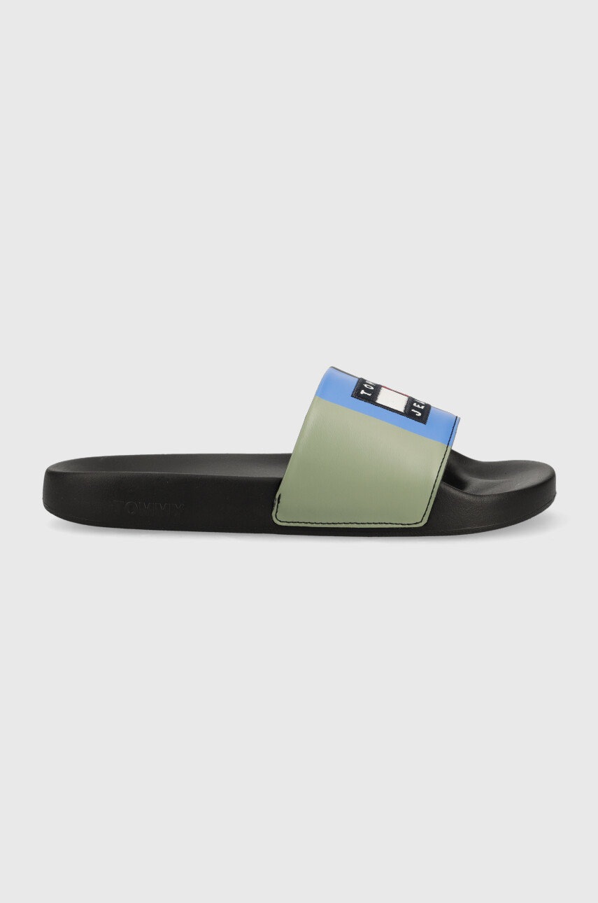 

Шльопанці Tommy Jeans Mens Block Archive Poolslide чоловічі колір чорний