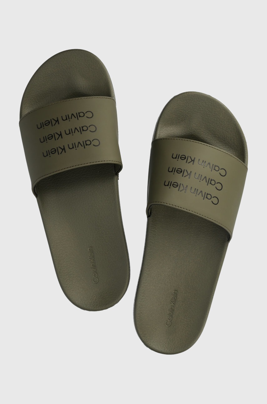 

Чехли Calvin Klein Pool Slide в зелено, Зелен