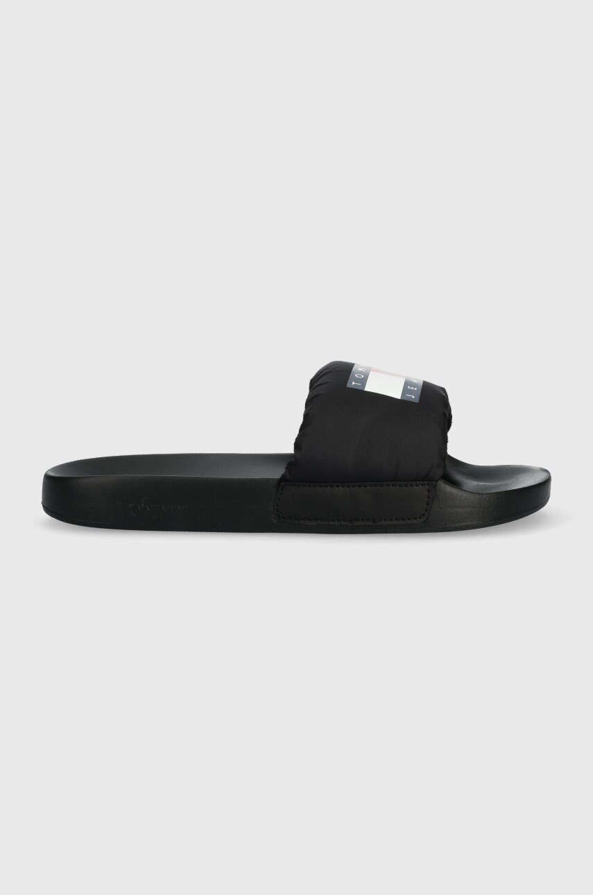 Tommy jeans papuci padded tommy jeans pool slide barbati, culoarea negru