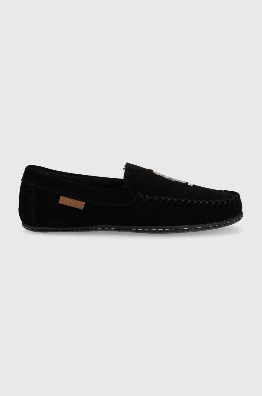 

Замшеві тапочки Polo Ralph Lauren Collins Bear колір чорний RF103826
