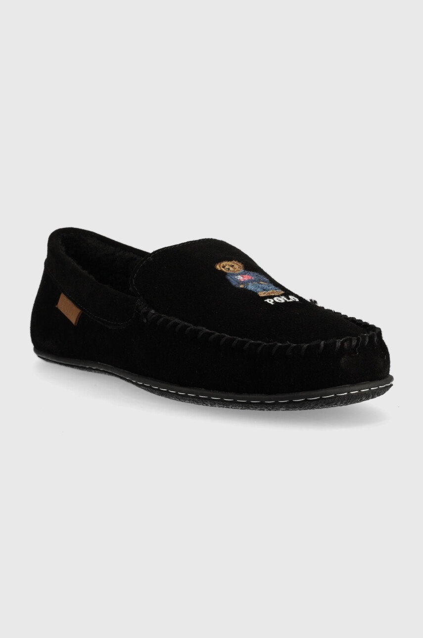 

Замшеві тапочки Polo Ralph Lauren Collins Bear колір чорний RF103826