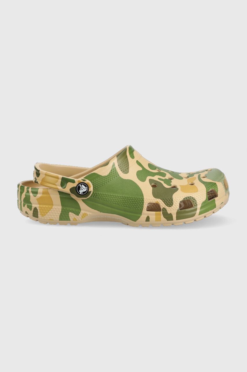 Crocs papuci Classic Printed Camo Clog barbati, culoarea verde