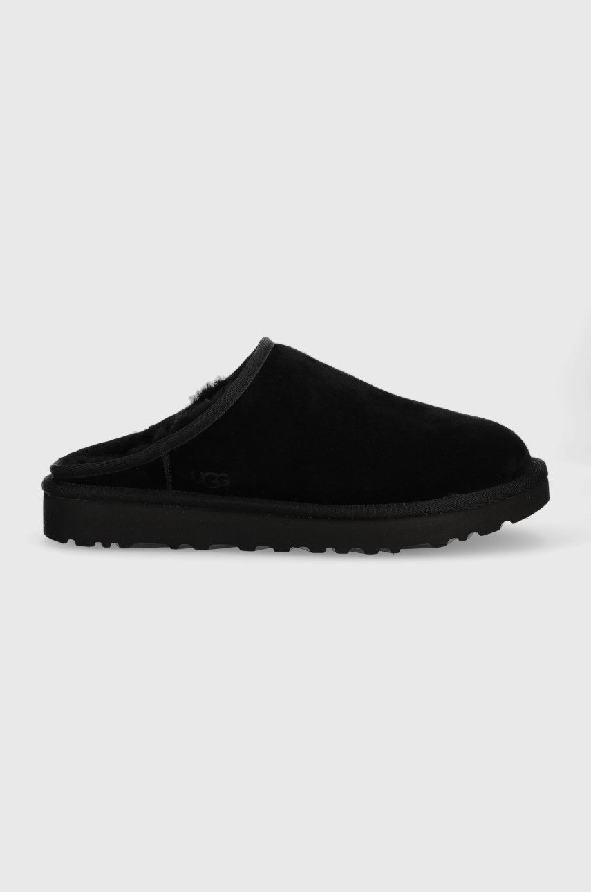 UGG papuci din piele întoarsă M Classic slip-on culoarea negru 1129290.BLK-BLK