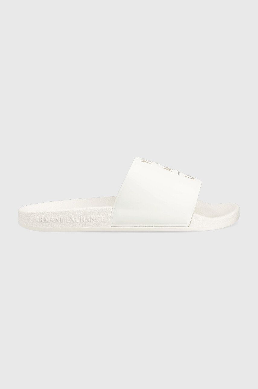 Armani Exchange papuci barbati, culoarea alb Alb imagine noua