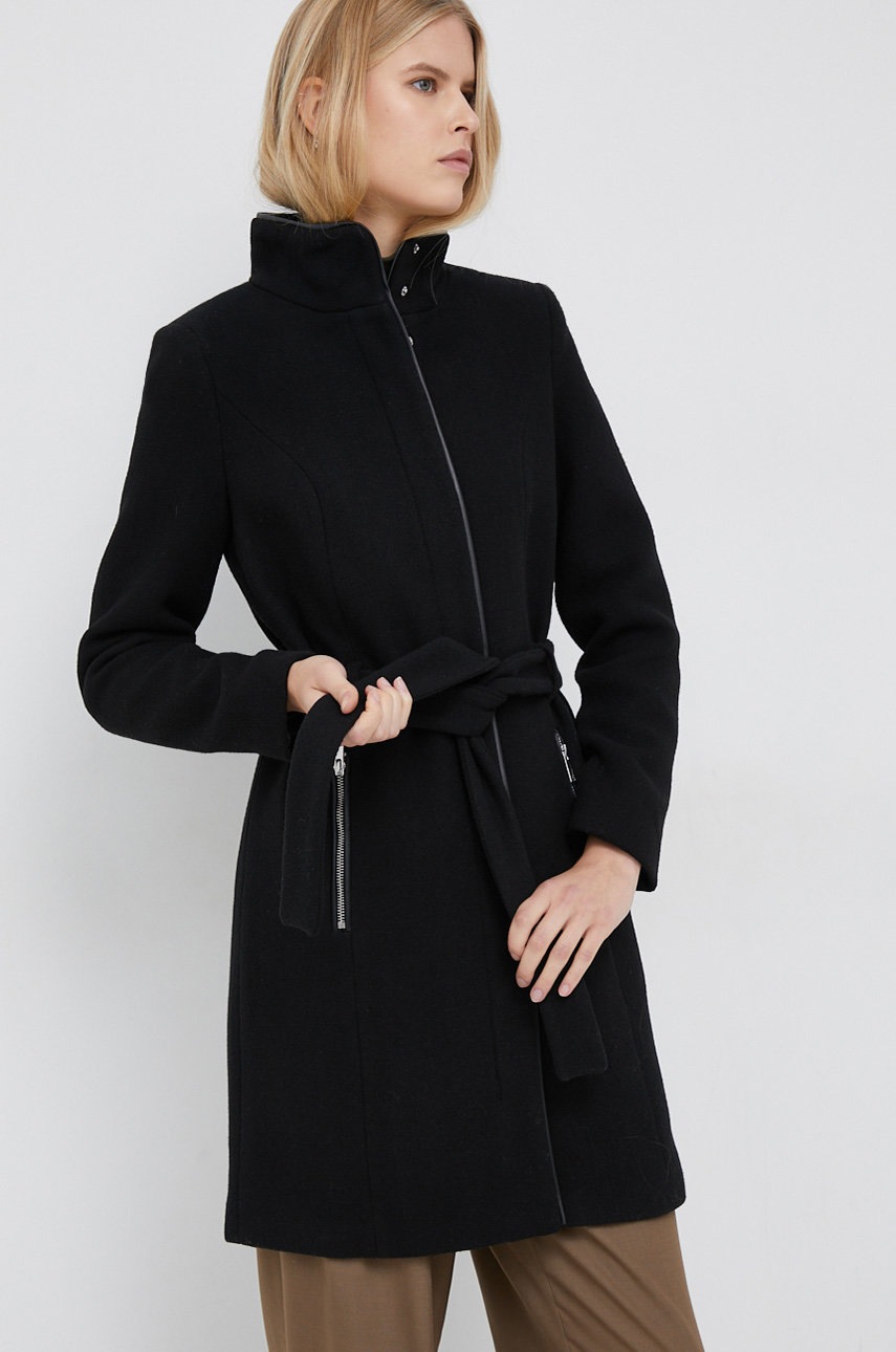 

Палто с вълна Vero Moda в черно с преходна изолация, Черен